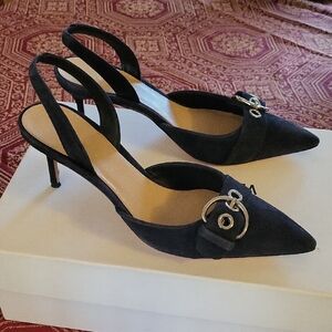 🆕️Veronica Beard Roxy Suede Slingback Pumps,dark Blue,eclipse